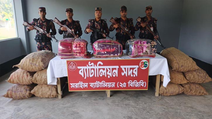 ব্রাহ্মণবাড়িয়ায় ভারতীয় চোরাচালান মালামালসহ আটক ২
