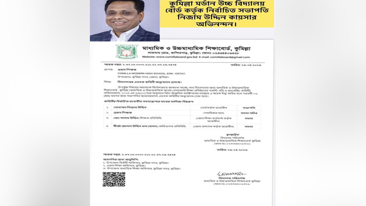 কুমিল্লা মডার্ন হাই স্কুল পরিচালনা কমিটি ঘিরে তীব্র বিতর্ক