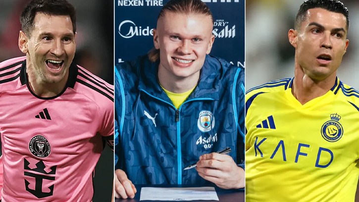 গোল উৎসবের রাতে মেসি-ম্যাজিক, হালান্ডের হ্যাটট্রিক, রোনালদোর ব্যর্থতা