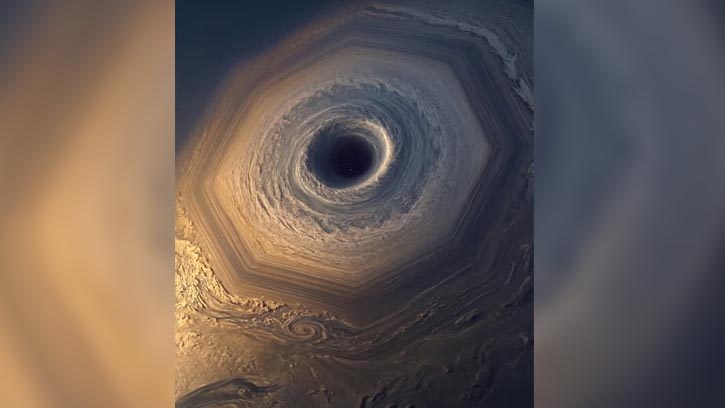 শনির উত্তর মেরুর বিশাল ঝড়ের নতুন ছবি সামনে