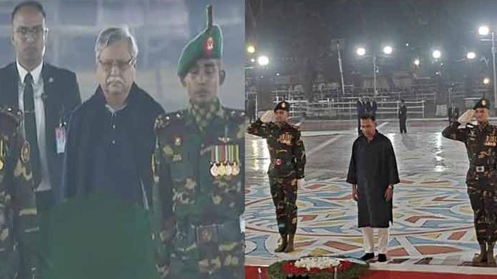 শহীদ মিনারে রাষ্ট্রপতি ও প্রধানমন্ত্রীর শ্রদ্ধা