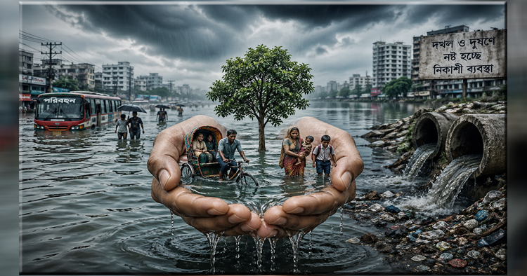 জলাবদ্ধতায় মানুষের সীমাহীন কষ্ট
