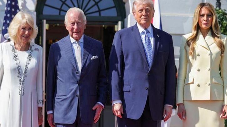 ট্রাম্প-চার্লস ছবি ঘিরে ‘রাজা’ মন্তব্যে বিতর্ক