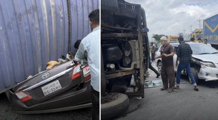 প্রাইভেটকারে কাভার্ডভ্যানের ধাক্কা, নিহত একই পরিবারের ৪ জন