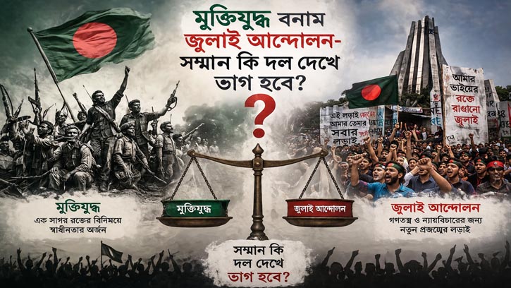 মুক্তিযুদ্ধ না জুলাই আন্দোলন—সম্মানের প্রশ্নে বিতর্ক