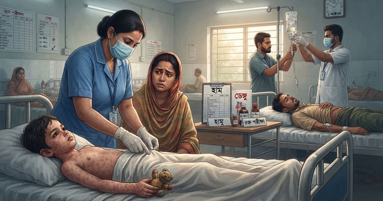 হাম-ডেঙ্গুতে একদিনে ৬ মৃত্যু, হাসপাতালে ভর্তি ৩১৯২