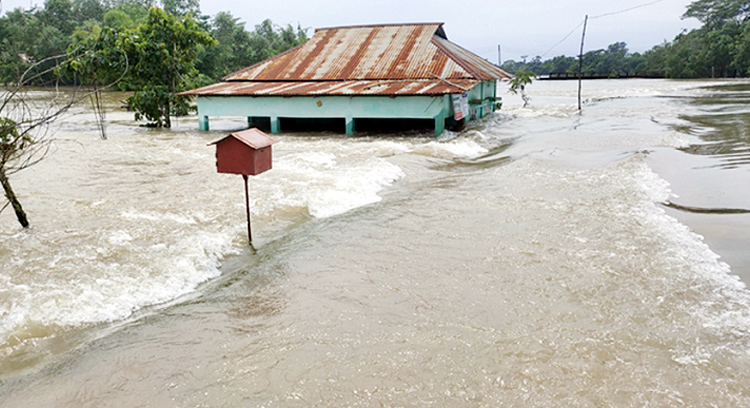 টানা বৃষ্টি ও পাহাড়ি ঢলে ছয় জেলায় বন্যার শঙ্কা