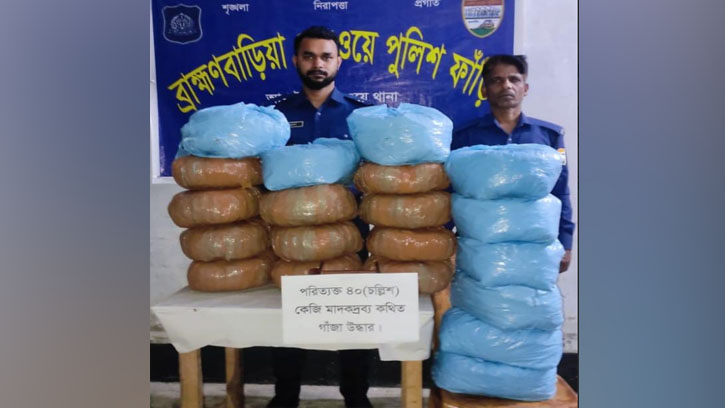 ব্রাহ্মণবাড়িয়ায় ট্রেনের ছাদ থেকে ৪০ কেজি গাঁজা উদ্ধার 