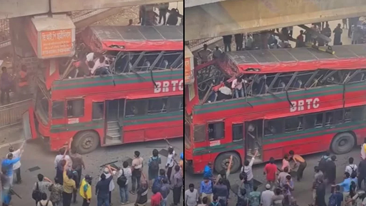 বিআরটিসি বাসের এক্সপ্রেসওয়ে র‍্যাম্পে আঘাত