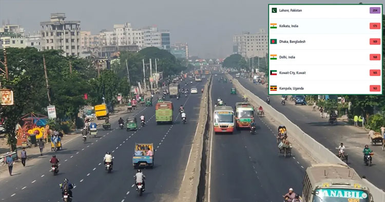 দূষিত বায়ুর শহরের তালিকায় তৃতীয় ঢাকা, শীর্ষে লাহোর