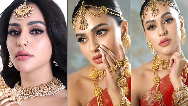 সাজে রাজকীয় ছাপ, বধূরূপে চমকে দিলেন নুসরাত ফারিয়া
