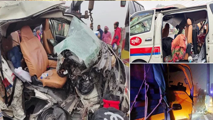 ট্রাক–অ্যাম্বুলেন্স সংঘর্ষে ভাঙ্গায় তিনজনের মৃত্যু